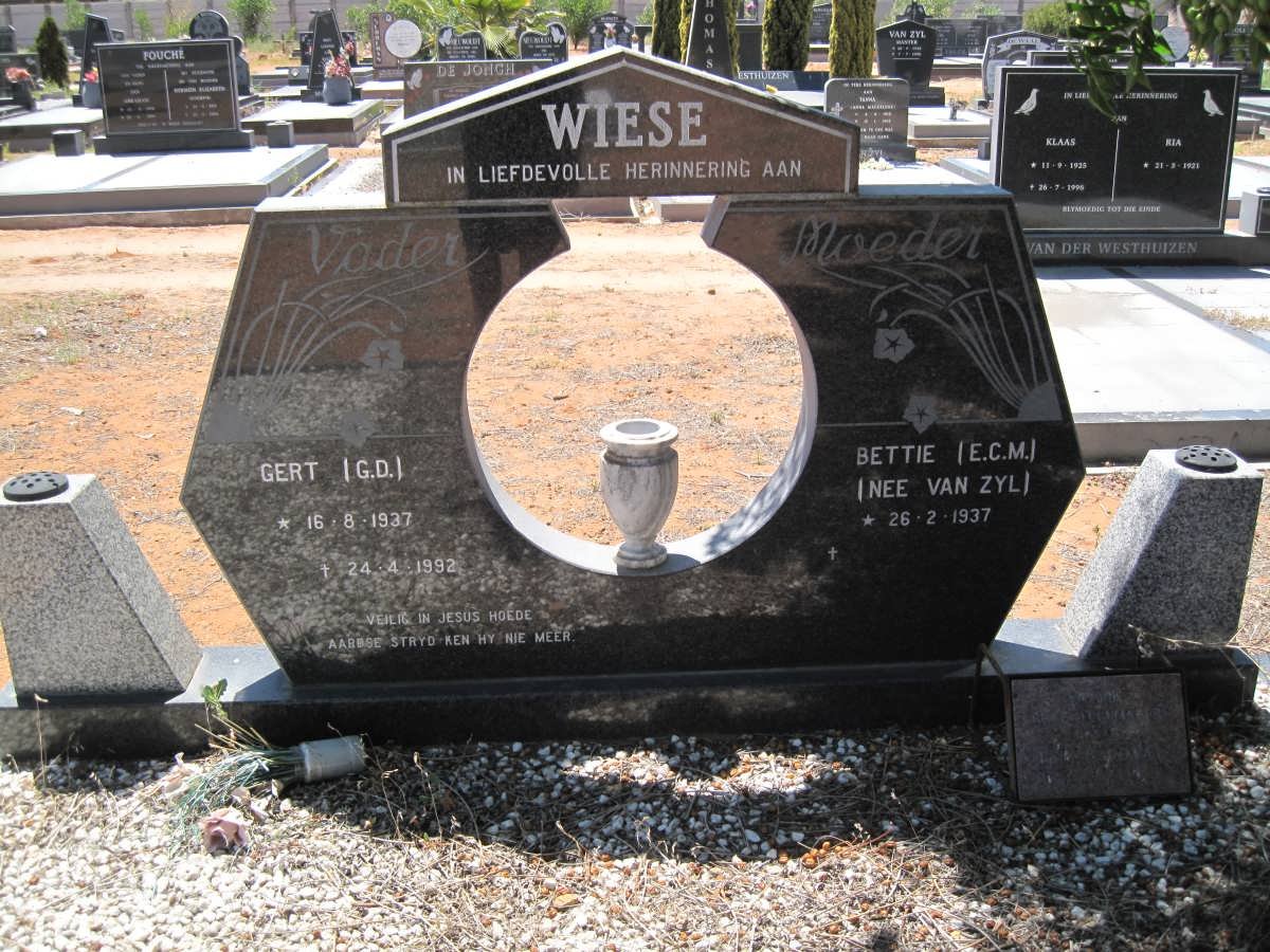 WIESE G.D. 1937-1992 &amp; E.C.M. VAN ZYL 1937-