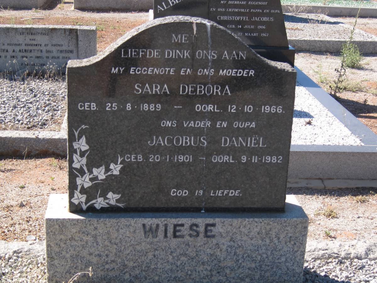 WIESE Jacobus Daniël 1901-1982 &amp; Sara Debora 1889-1966
