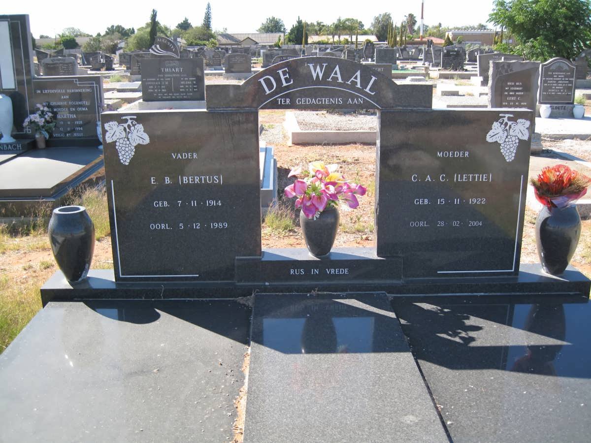 WAAL E.B., de 1914 1989 &amp; C.A.C. 1922-2004