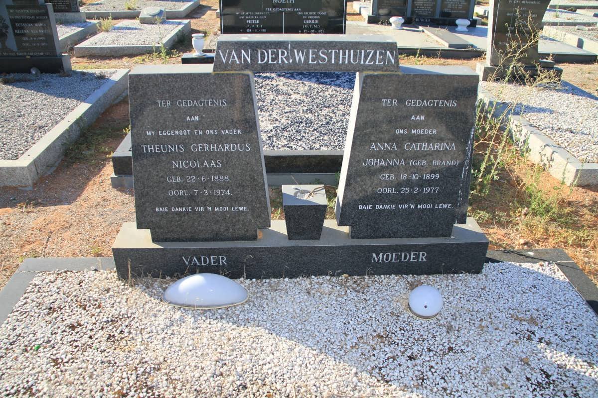 WESTHUIZEN Theunis Gerhardus Nicolaas, van der 1888-1974 &amp; Anna Catharina Johanna BRAND 1899-1977