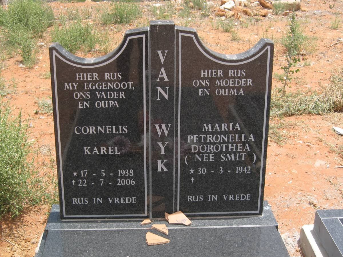 WYK Cornelis Karel, van 1938-2006 &amp; Maria Petronella Dorothea SMIT 1942-