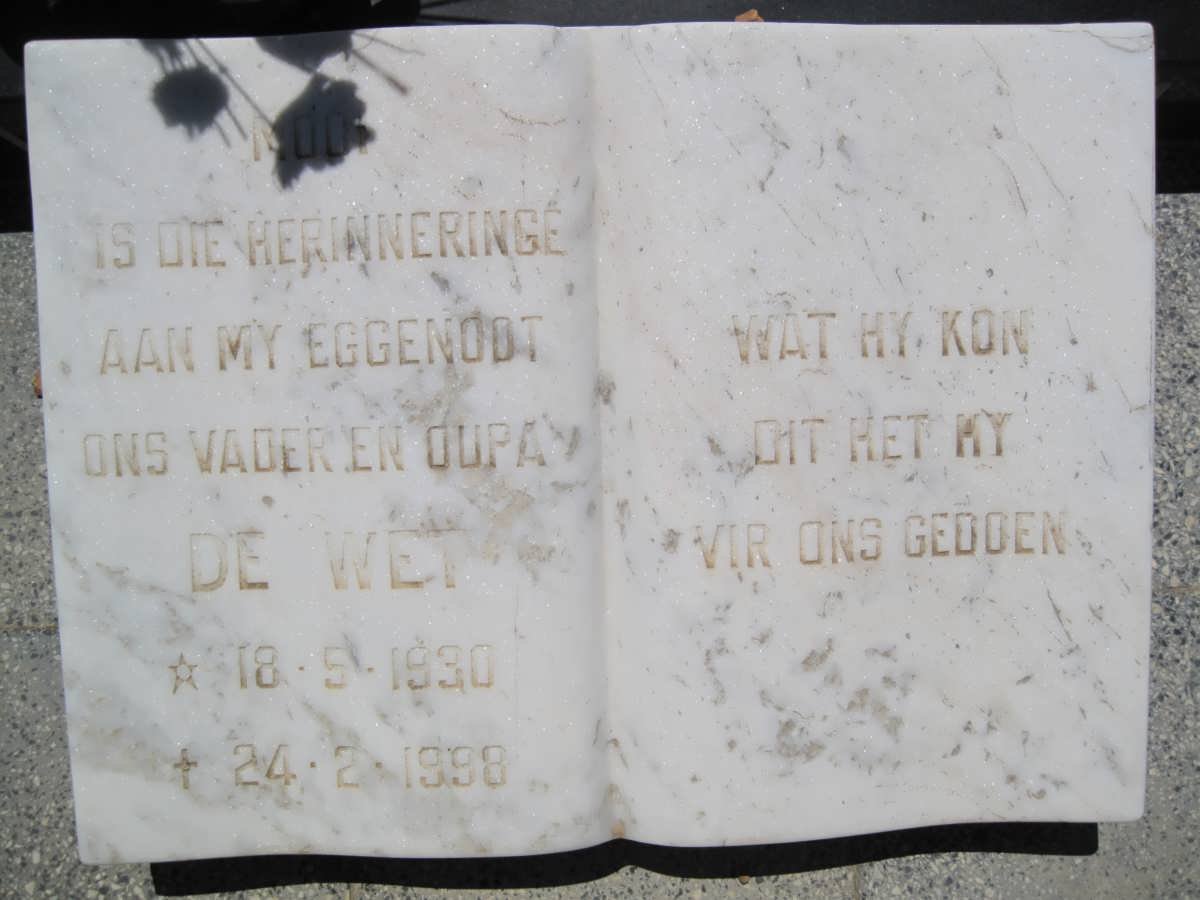 WESTHUIZEN De Wet, van der 1930-1998