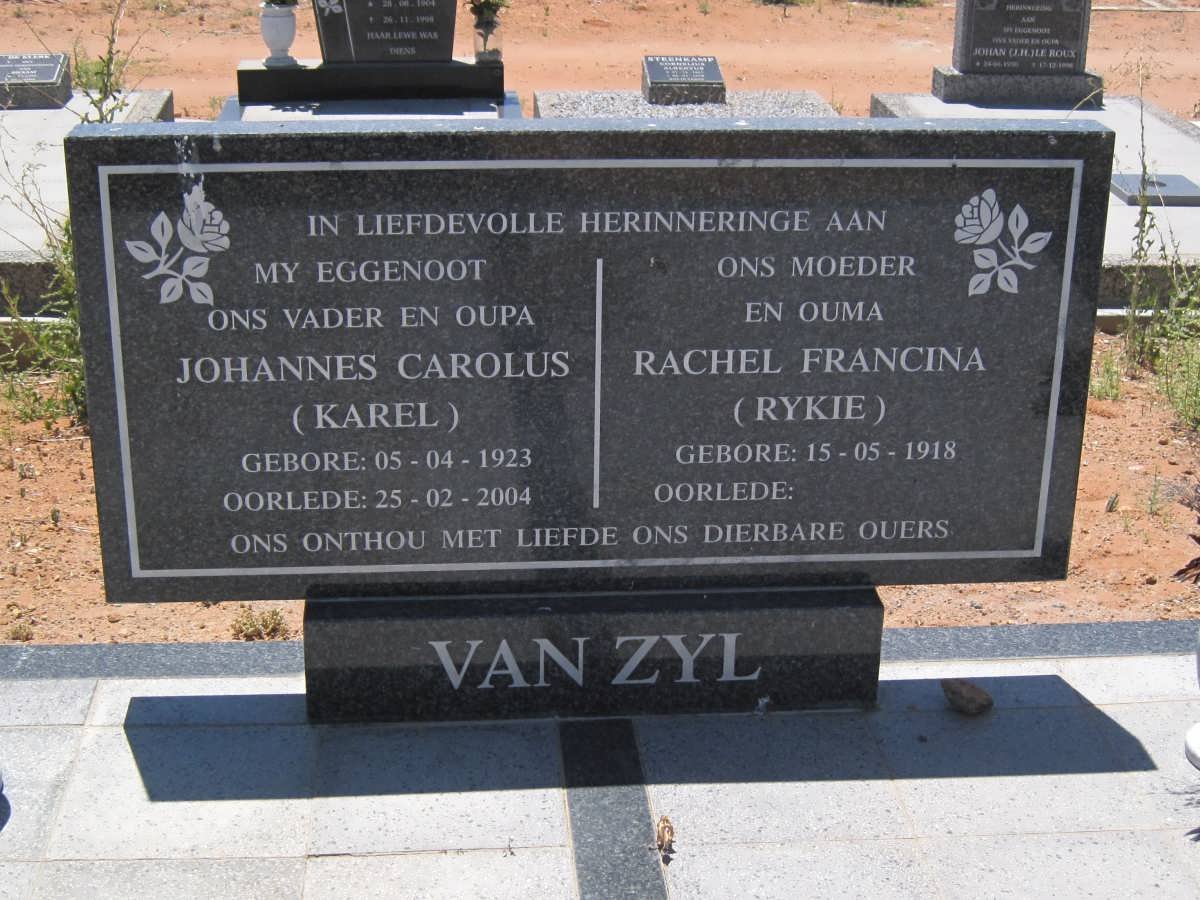 ZYL Johannes Carolus, van 1923-2004 &amp; Rachel Francina 1918-