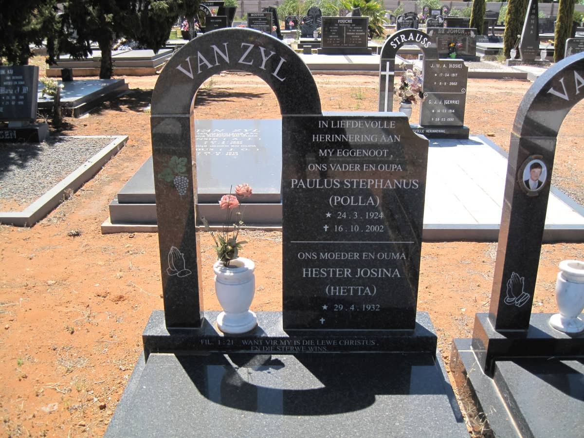ZYL Paulus Stephanus, van 1924-2002 &amp; Hester Josina 1932-