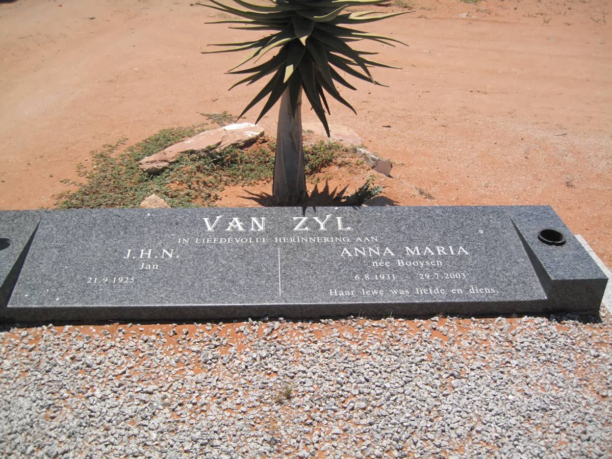 ZYL J.H.N., van 1925- &amp; Anna Maria  BOOYSEN 1931-2003