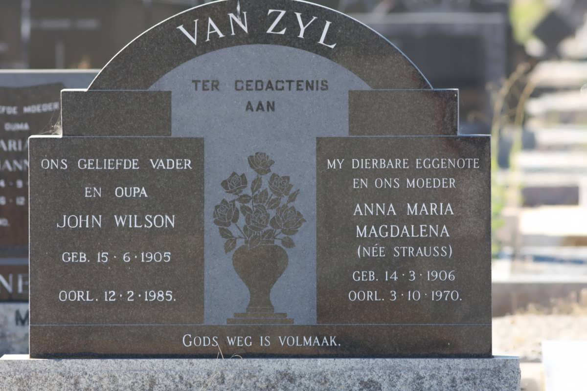 ZYL John Wilson, van 1905-1985 &amp; Anna Maria Magdalena STRAUSS 1906-1970