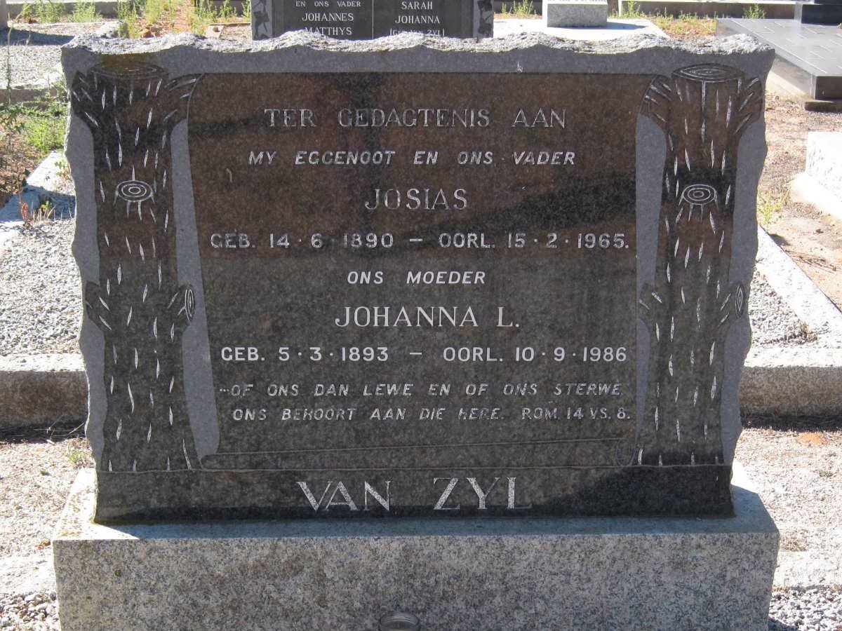 ZYL Josias, van 1890-1965 &amp; Johanna L. 1893-1986