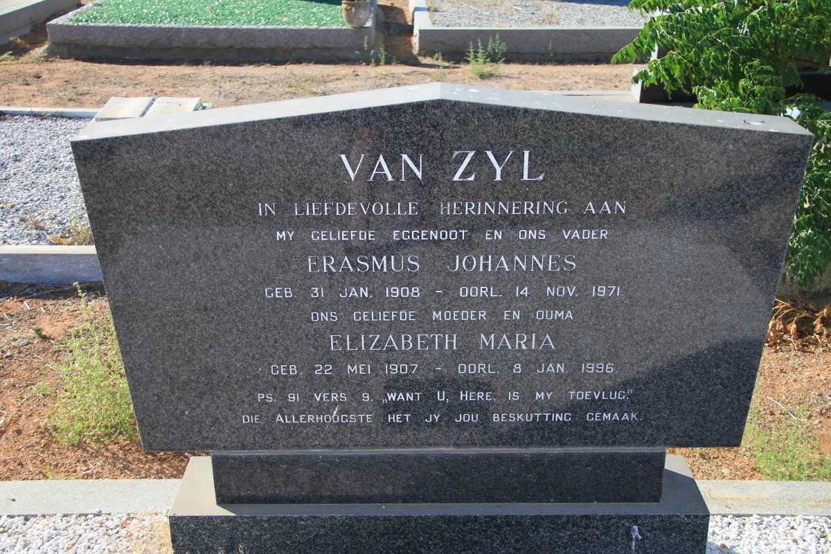 ZYL Erasmus Johannes, van 1908-1971 &amp; Elizabeth Maria 1907-1996