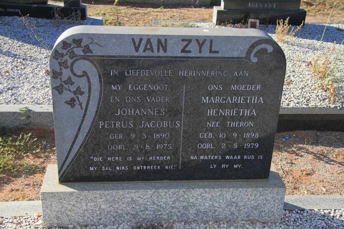 ZYL Johannes Petrus Jacobus, van 1890-1975 &amp; Margarietha Henriëtha THERON 1898-1979