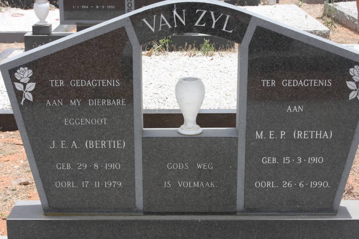 ZYL J.E.A., van 1910-1979 &amp; M.E.P. 1910-1990