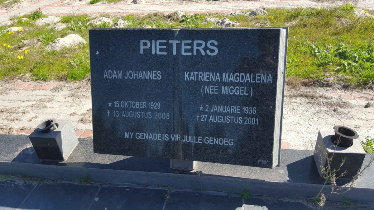 PIETERS Adam Johannes 1929-2008 &amp; Katriena Magdalena MIGGEL 1936-2001