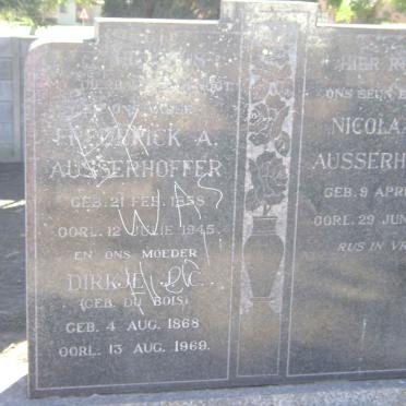 AUSSERHOFFER Frederick A. 1858-1945 &amp; Dirkje DU BOIS 1868-1969 :: AUSSERHOFFER Nicolaas W. 1897-1930