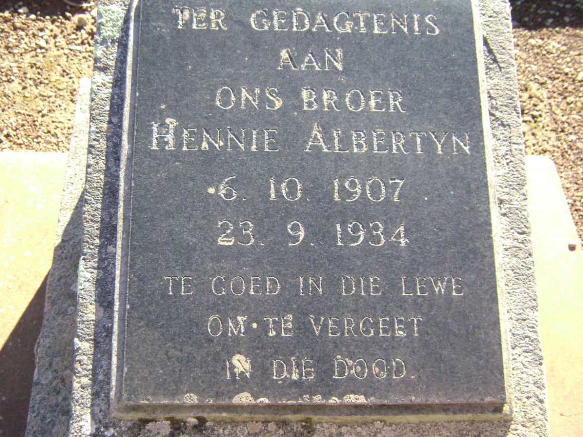 ALBERTYN Hennie 1907-1934