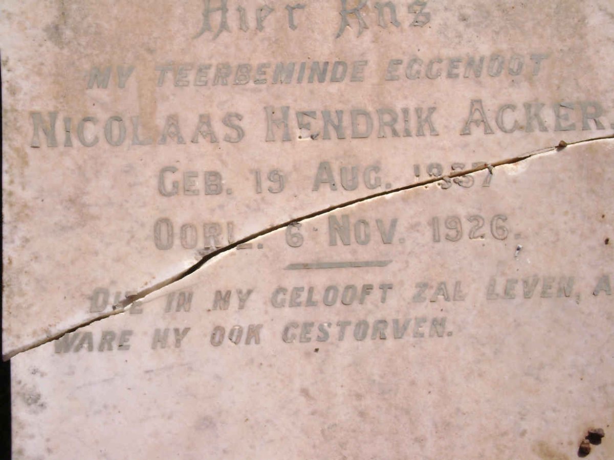 ACKER Nicolaas Hendrik 18?7-1926