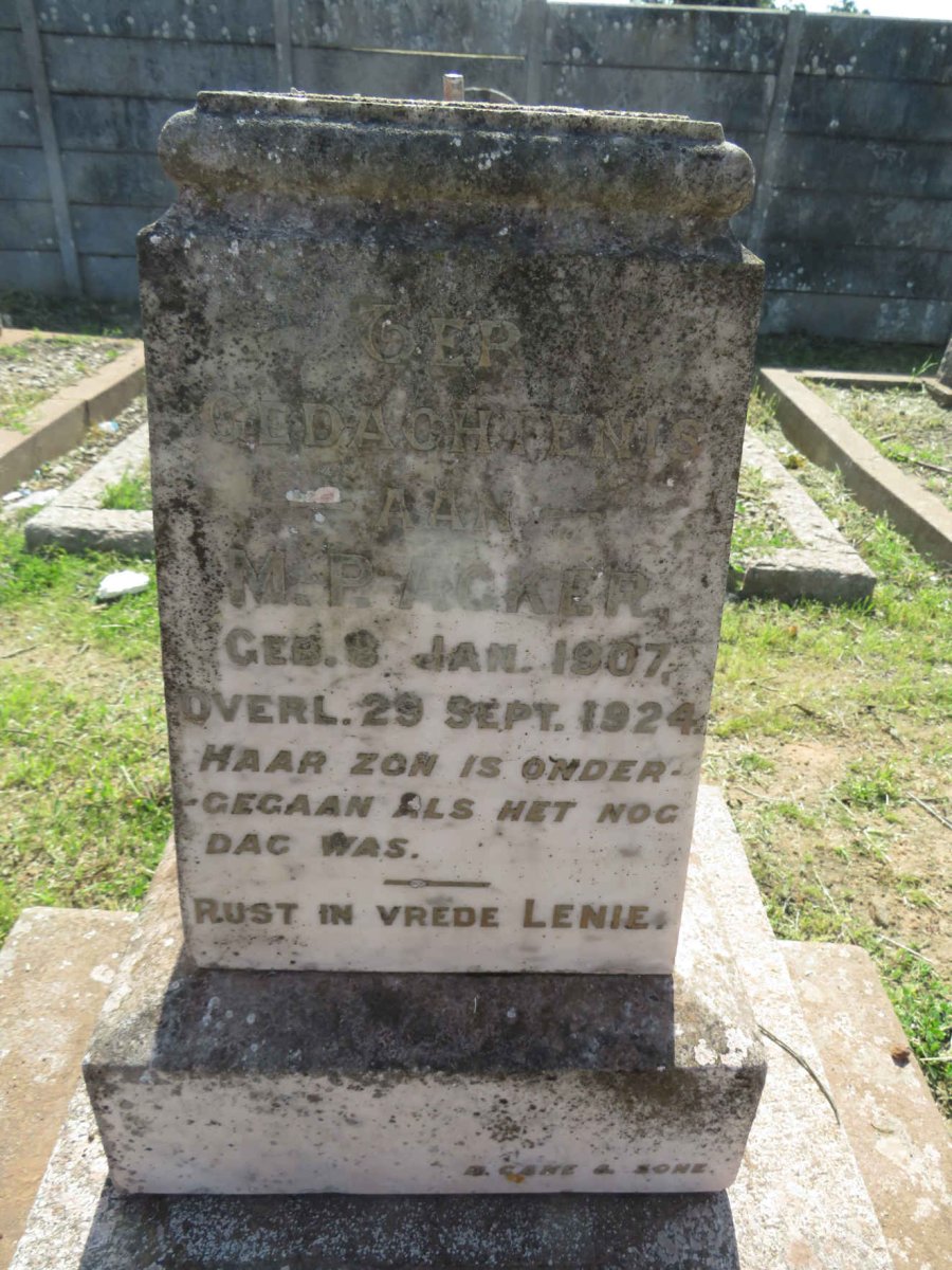 ACKER M.P. 1907-1924