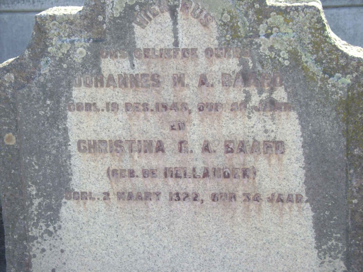 BAARD Johannes M.A. -1945 &amp; Christina DE MELLANDER  -1922 