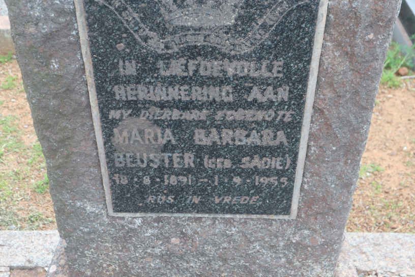 BEUSTER Maria Barbara nee SADIE 1891-1955