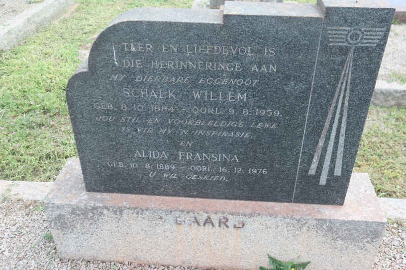 BAARD Schalk Willem 1884-1959 &amp; Alida Fransina 1889-1976