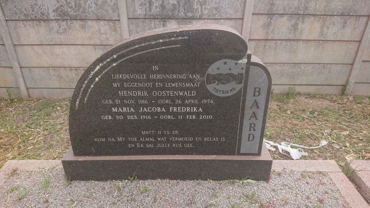 BAARD Hendrik Oostenwald 1916-1974 &amp; Maria Jacoba Fredrika 1916-2010