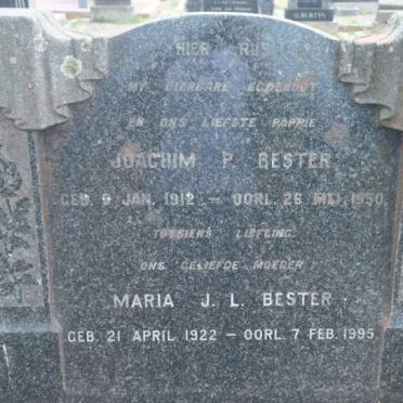 BESTER Joachim P. 1912-1950 &amp; Maria J.L. 1922-1995