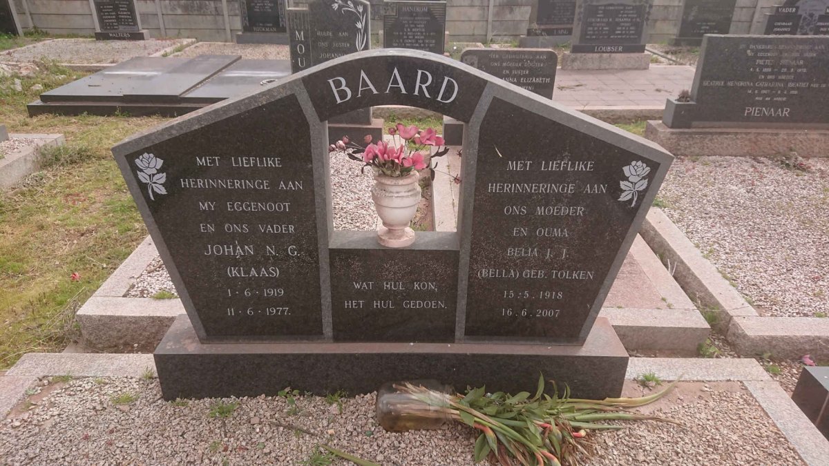 BAARD Johan N.G. 1919-1977 &amp; Belia J.J. TOLKEN 1918-2007