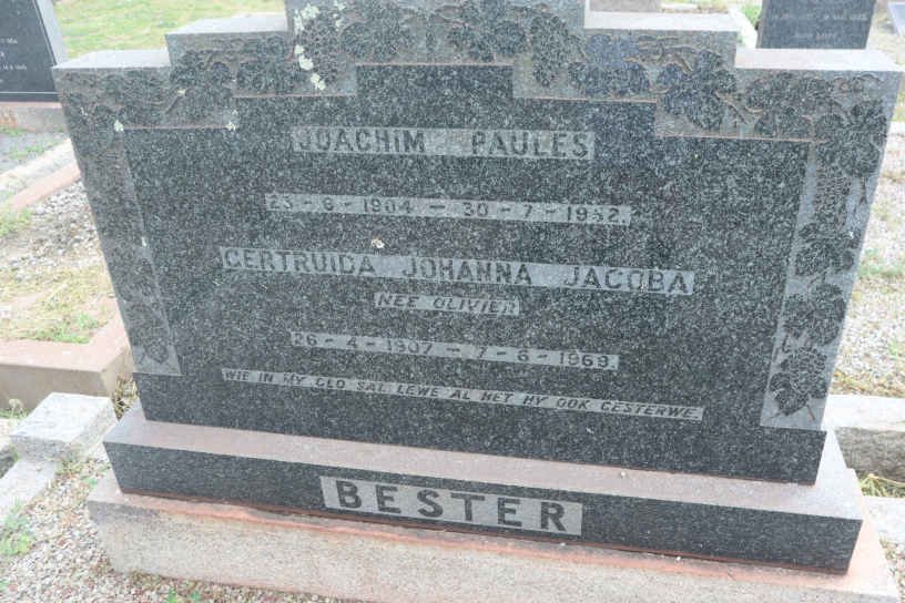 BESTER Joachim Paules 1904-1952 &amp; Gertruida Johanna Jacoba OLIVIER 1907-1969