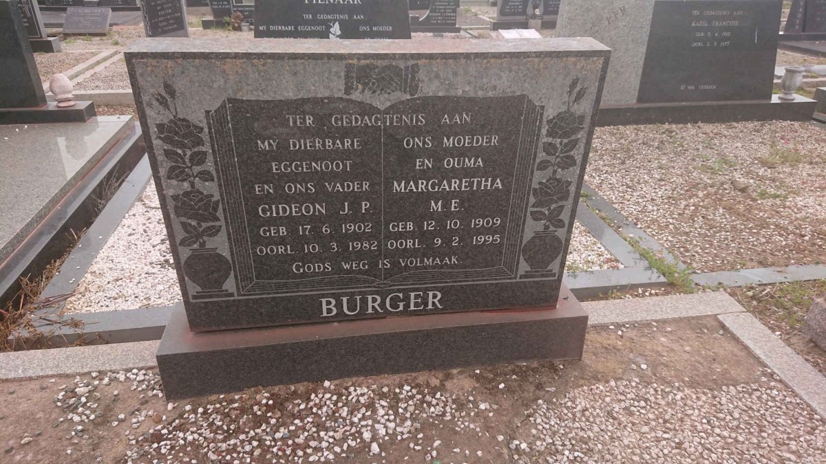 BURGER Gideon J.P. 1902-1982 &amp; Margaretha M.E. 1909-1995