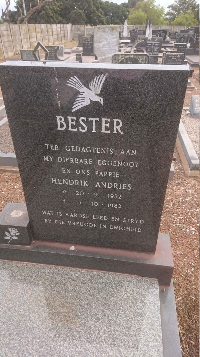 BESTER Hendrik Andries 1932-1982