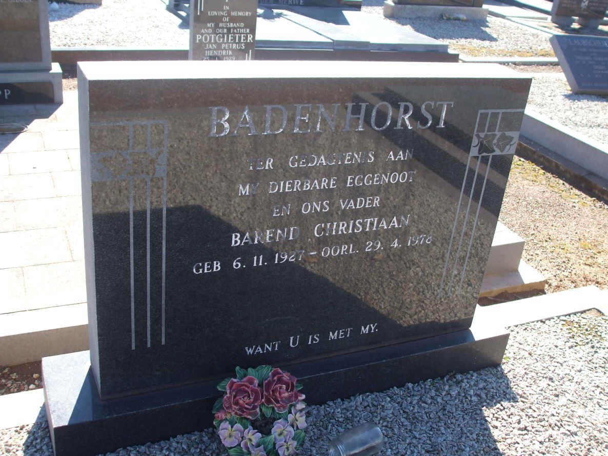 BADENHORST Barend Christiaan 1927-1978