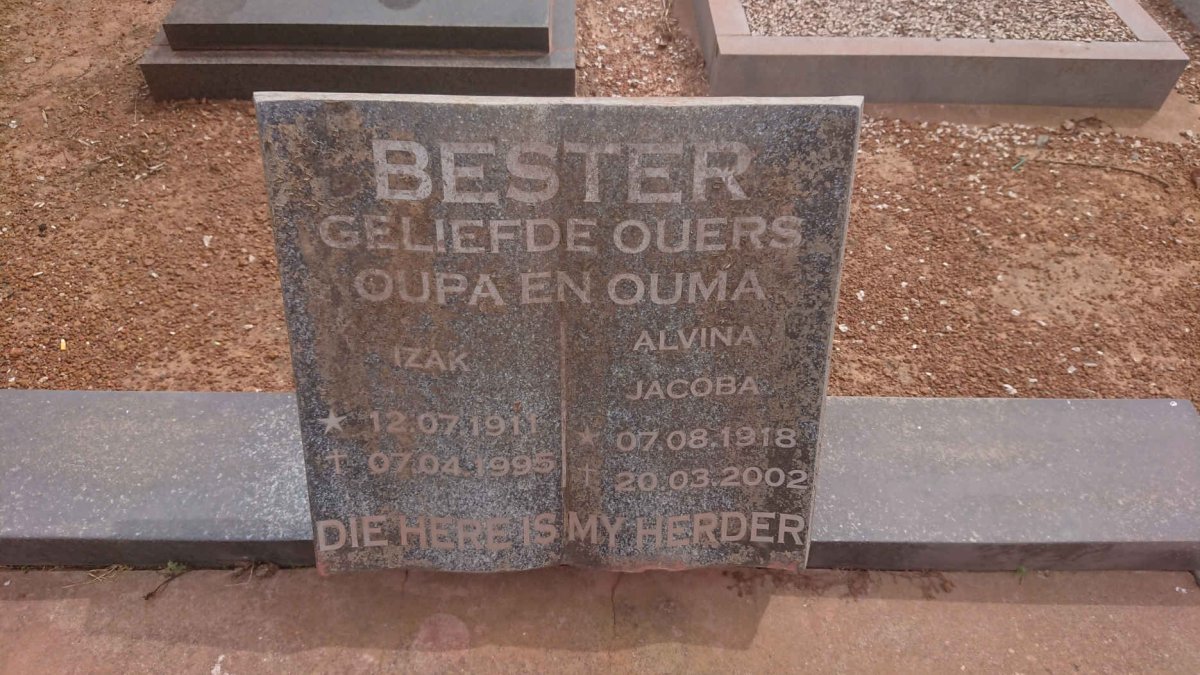 BESTER Izak 1911-1995 &amp; Alvina Jacoba 1918-2002