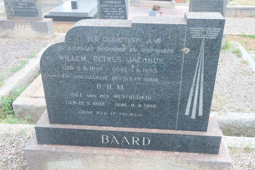 BAARD Willem Petrus Jacobus 1898-19?3 &amp; B.H.M. van der WESTHUIZEN1902-1968