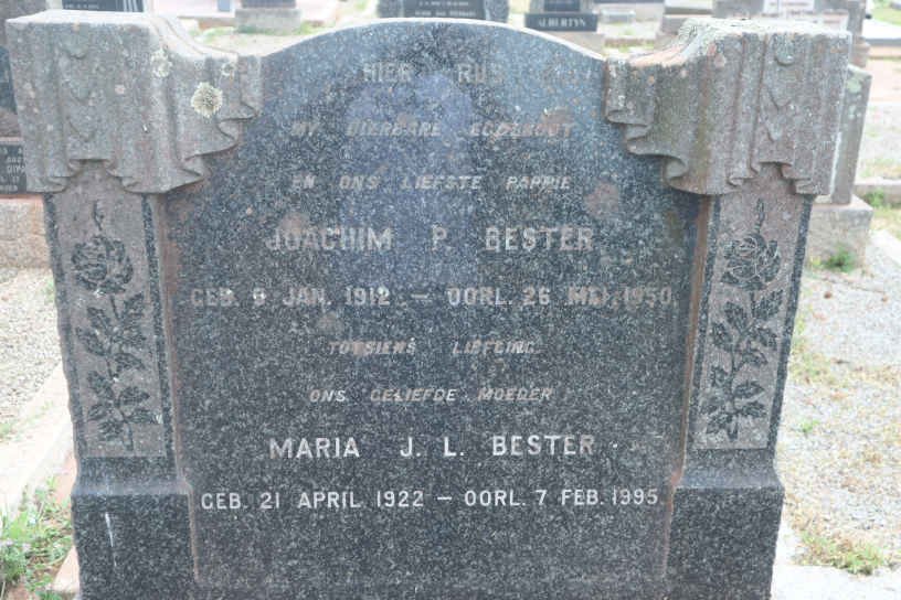BESTER Joachim P. 1912-1950 &amp; Maria J.L. 1922-1995
