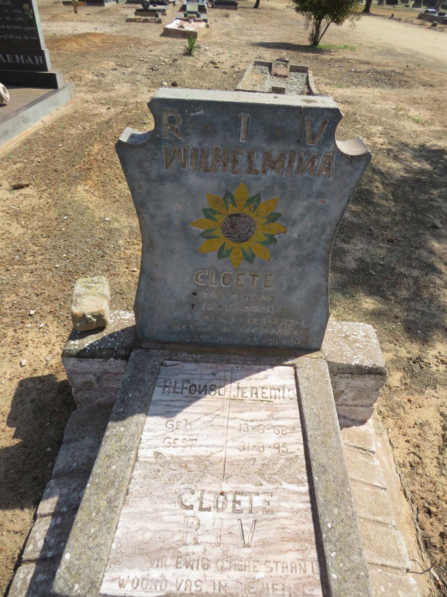 CLOETE Wilhelmina 1940-2008 :: CLOETE Alfonso Jeremia 1968-1995