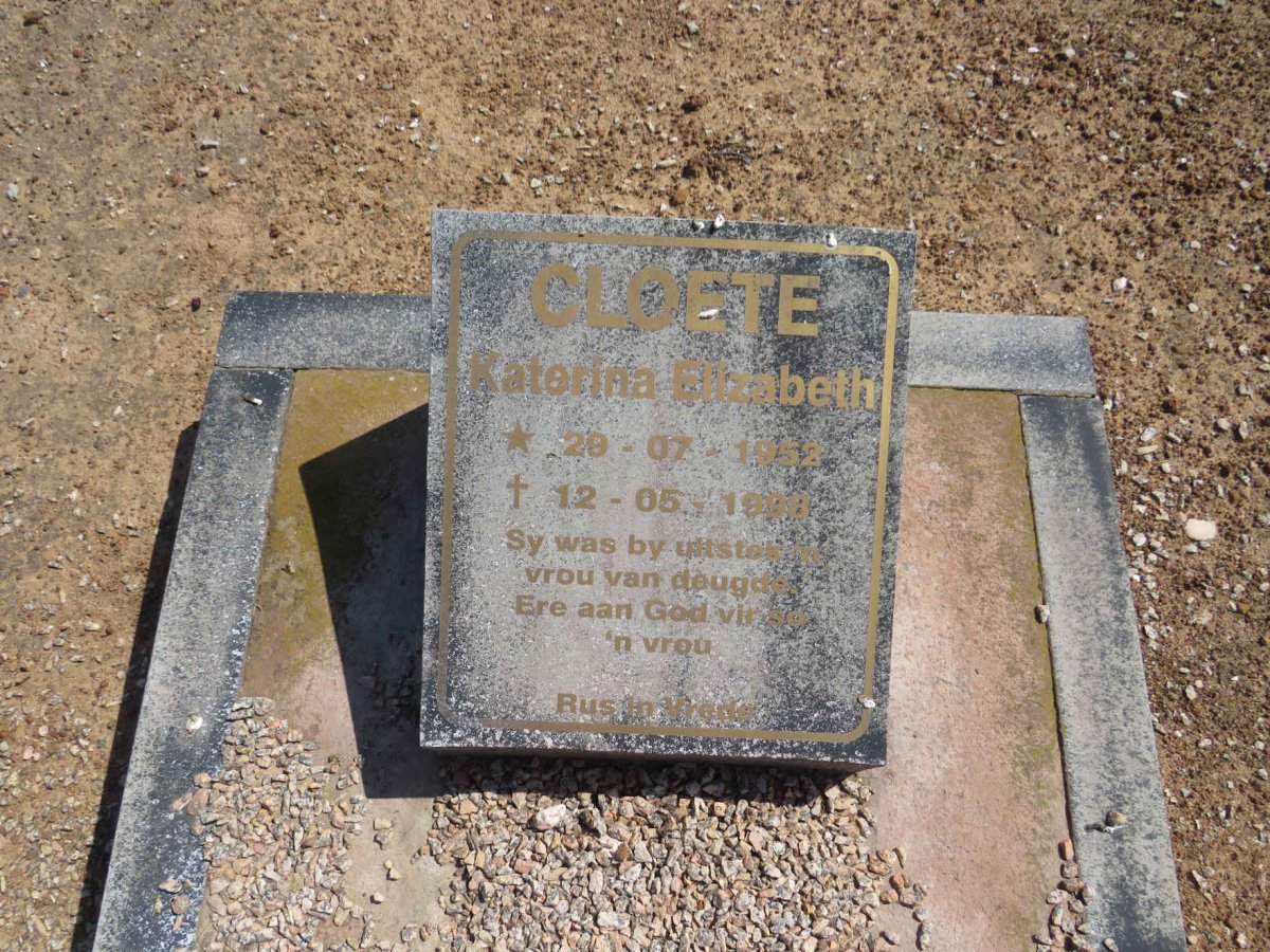 CLOETE Katorina Elizabeth 1952-1998
