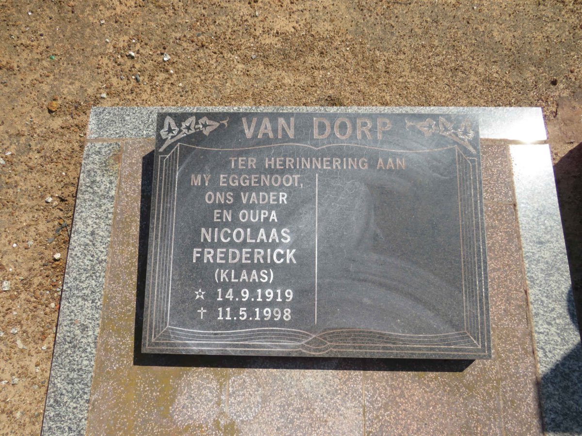 DORP Nicolaas Frederick, van 1919-1998