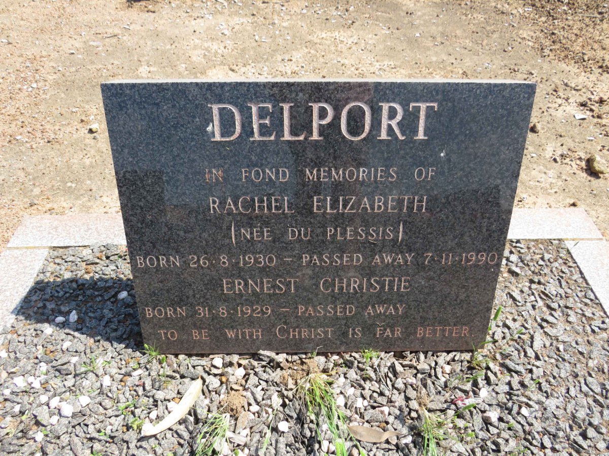 DELPORT Ernest Christie 1929- &amp; Rachel Elizabeth DU PLESSIS 1930-1990