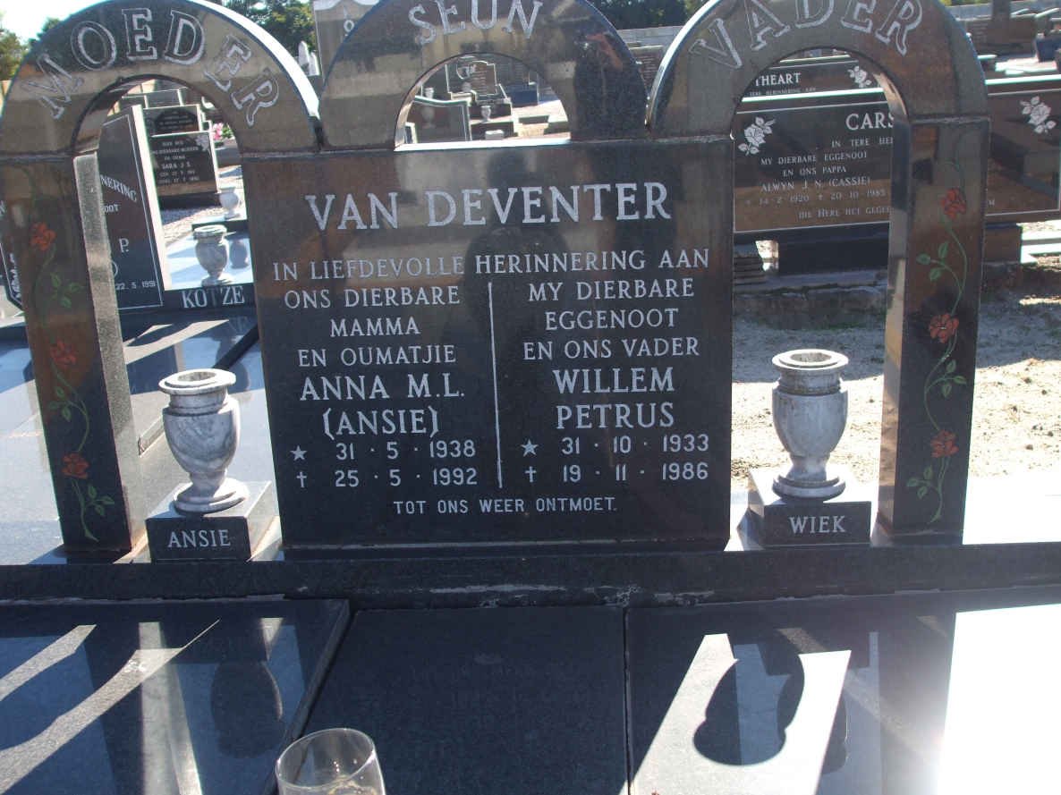 DEVENTER Willem Petrus, van 1933-1986 &amp; Anna M.L. 1938-1992