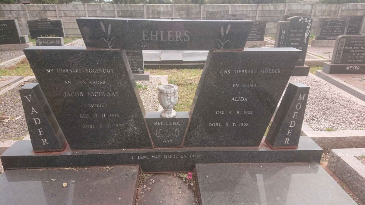 EHLERS Jacob Nikolaas 1913-1977 &amp; Alida 1922-1998