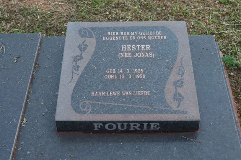 FOURIE Hester nee JONAS 1925-1958