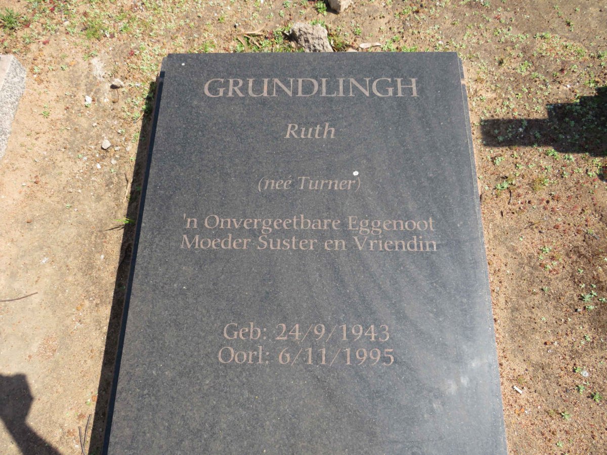 GRUNDLINGH Ruth nee TURNER 1943-1995