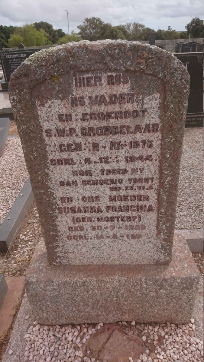GROBBELAAR S.W.P. 1876-1944 &amp; Susanna Francina MOSTERT 1898-19??
