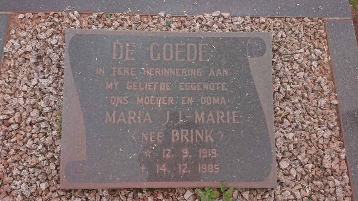 GOEDE Maria J.J., de nee BRINK 1919-1985