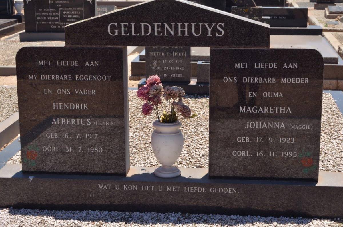 GELDENHUYS Hendrik Albertus 1917-1980 &amp; Magaretha Johanna 1923-1995