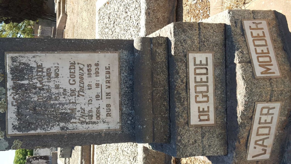 GOEDE J.J., de 1853-1931 &amp; F.M.E. TREDOUX 1855-1936