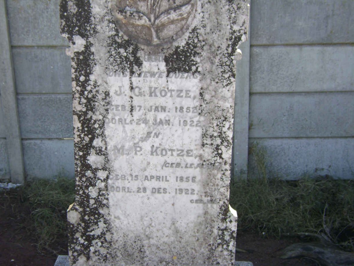 KOTZE J.G. 1852-1922 &amp; M.P. LE ROUX 1856-1922