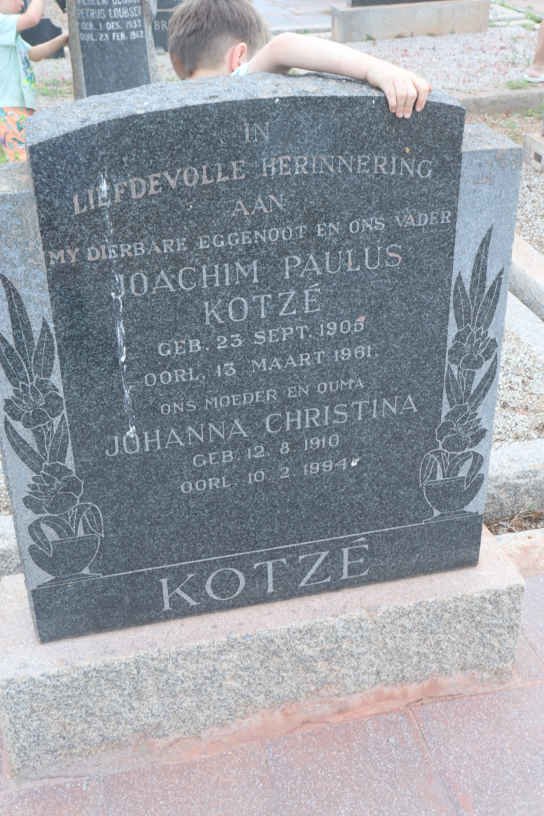 KOTZÉ Joachim Paulus 1905-1981 &amp; Johanna Christina 1910-1994