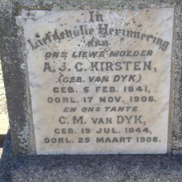 KIRSTEN A.J.C. nee VAN DYK 1841-1906 :: VAN DYK C.M. 1844-1908
