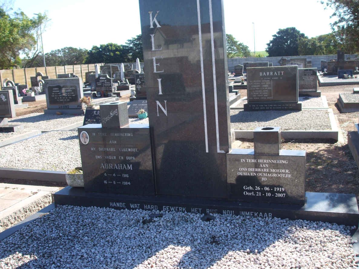 KLEIN Abraham 1916-1984 &amp; Jo 1919-2007