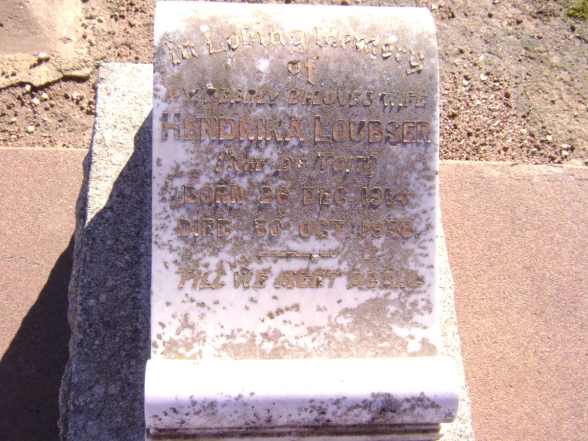 LOUBSER Hendrika nee DU TOIT 1914-1938