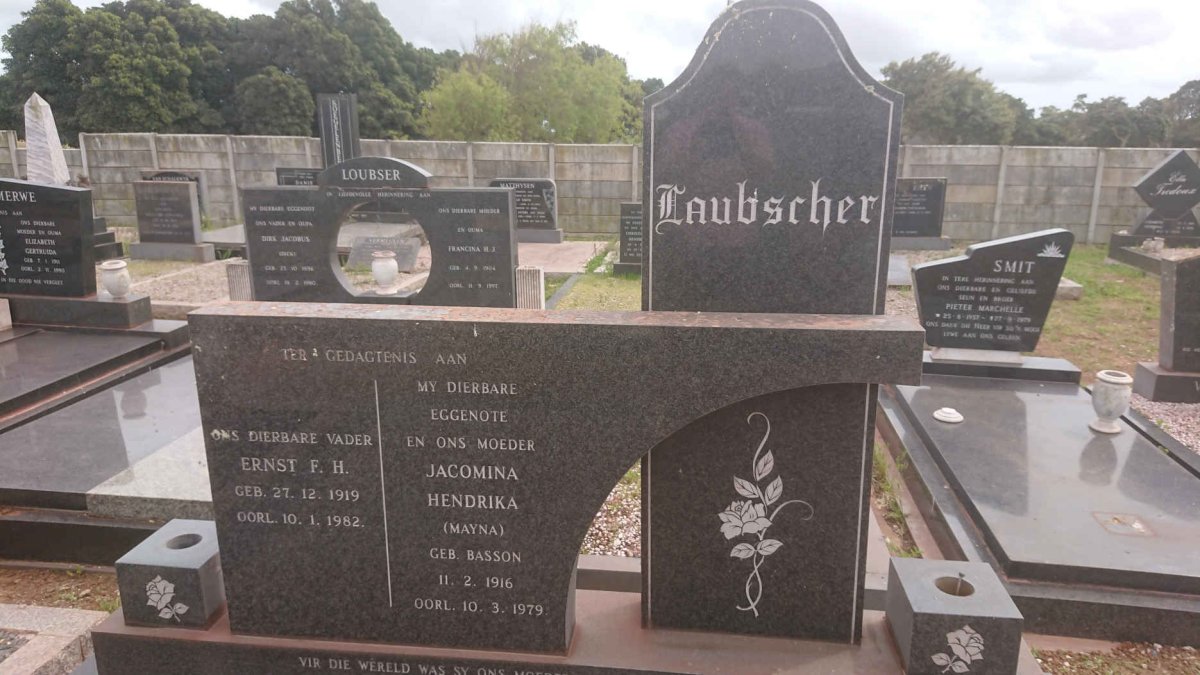 LAUBSCHER Ernst F.H. 1919-1982 &amp; Jacomina Hendrika BASSON 1916-1979